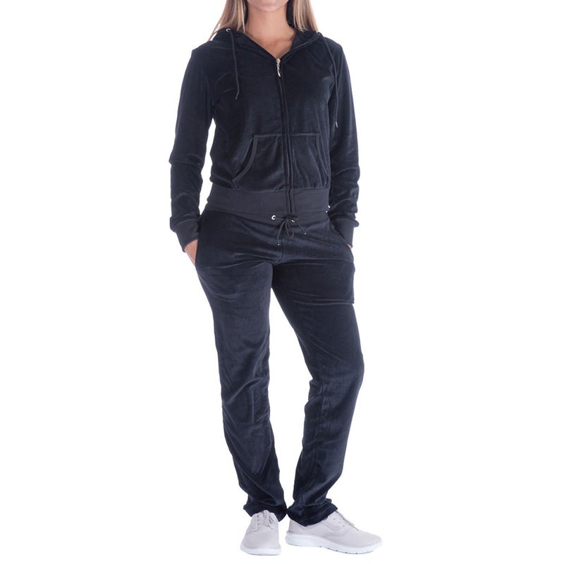 Facitisu Sweatsuits for Women Tracksuit 2 Piece Outfits Velour & Fleece Active Wear Zip-Up Hoodie Sweatpants Sweat Suits Black Large - Image 2